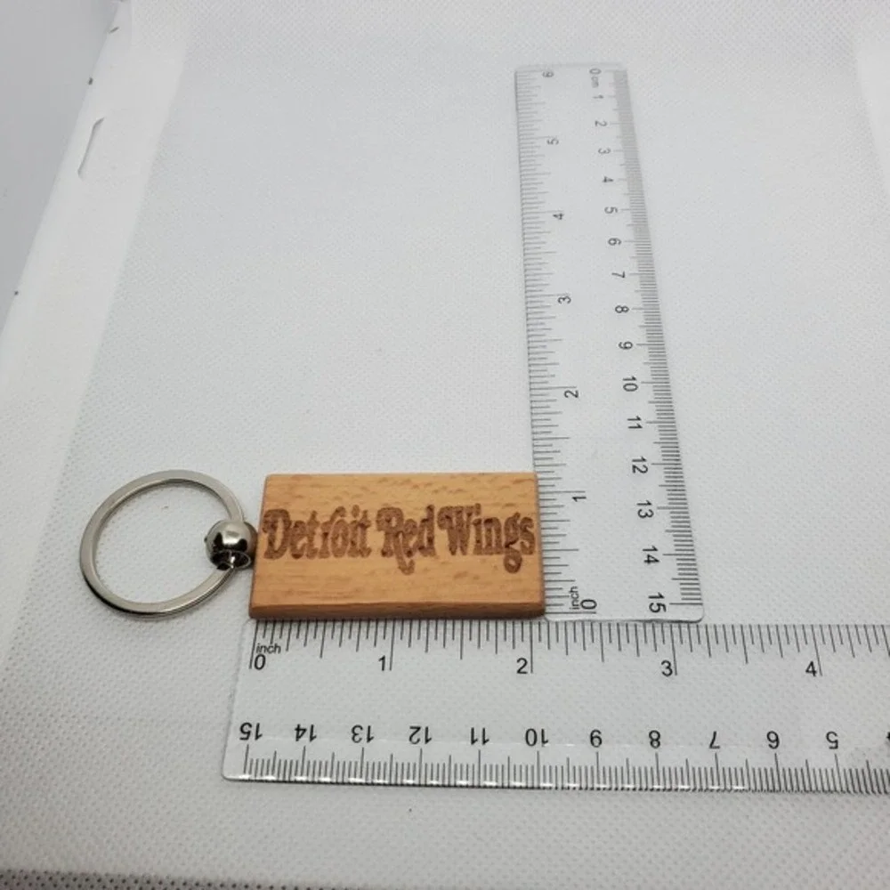 DETROIT‎ RED WINGS HOCKEY one custom wood keychain laser burned
